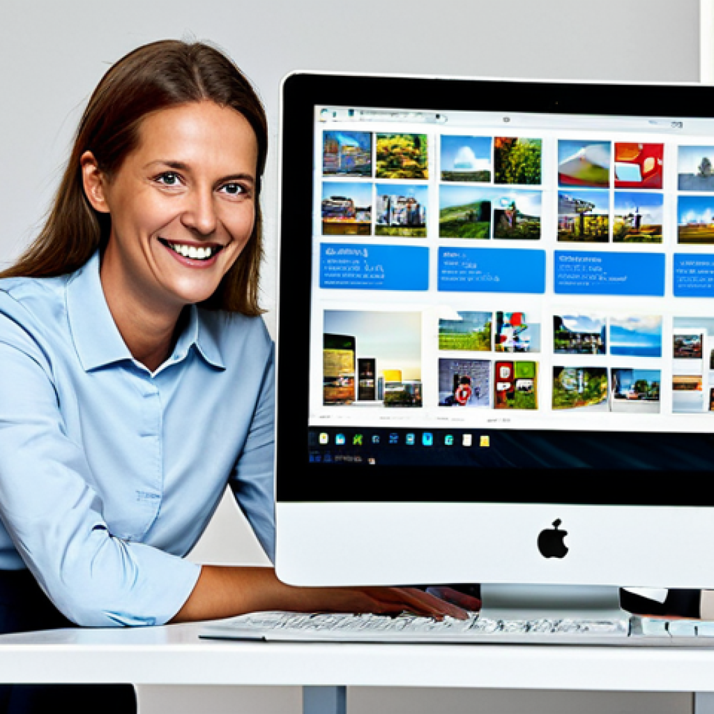 Cloud Storage for Digital Memories**

"A tidy, modern German family home office. A mother smiles as she organizes digital photos on a laptop. A cloud icon subtly glows on the screen. Shelves display neatly arranged physical photo albums alongside digital storage devices. Emphasis on organization, safety, and ease of use. 'Sicher in der Cloud' tagline. Safe for work, appropriate content, fully clothed, family-friendly, professional photo, perfect anatomy, natural proportions."

**