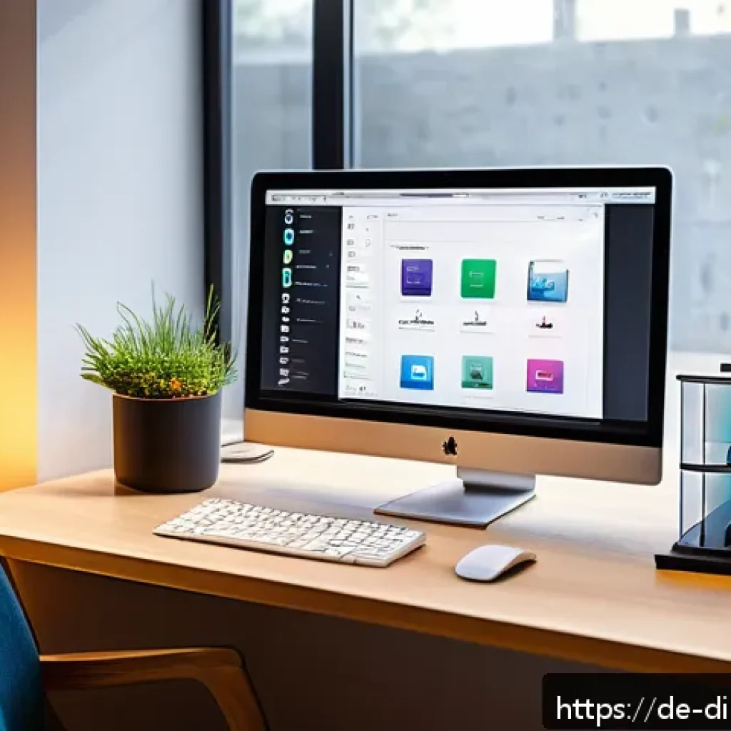 디지털 기억 보존을 위한 리소스 목록 - A modern home office setup featuring a sleek NAS system with multiple hard drives visible inside a t...