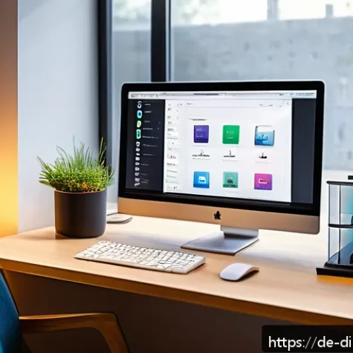 Home 15 디지털 기억 보존을 위한 리소스 목록 - A modern home office setup featuring a sleek NAS system with multiple hard drives visible inside a t...
